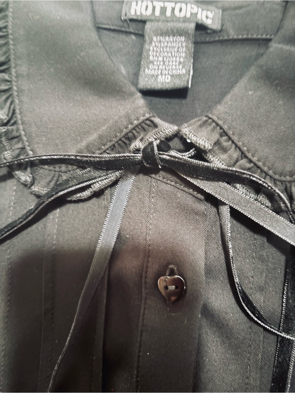Hot Topic Black Ruffle-Collar Button Front Blouse - Picture 2 of 2